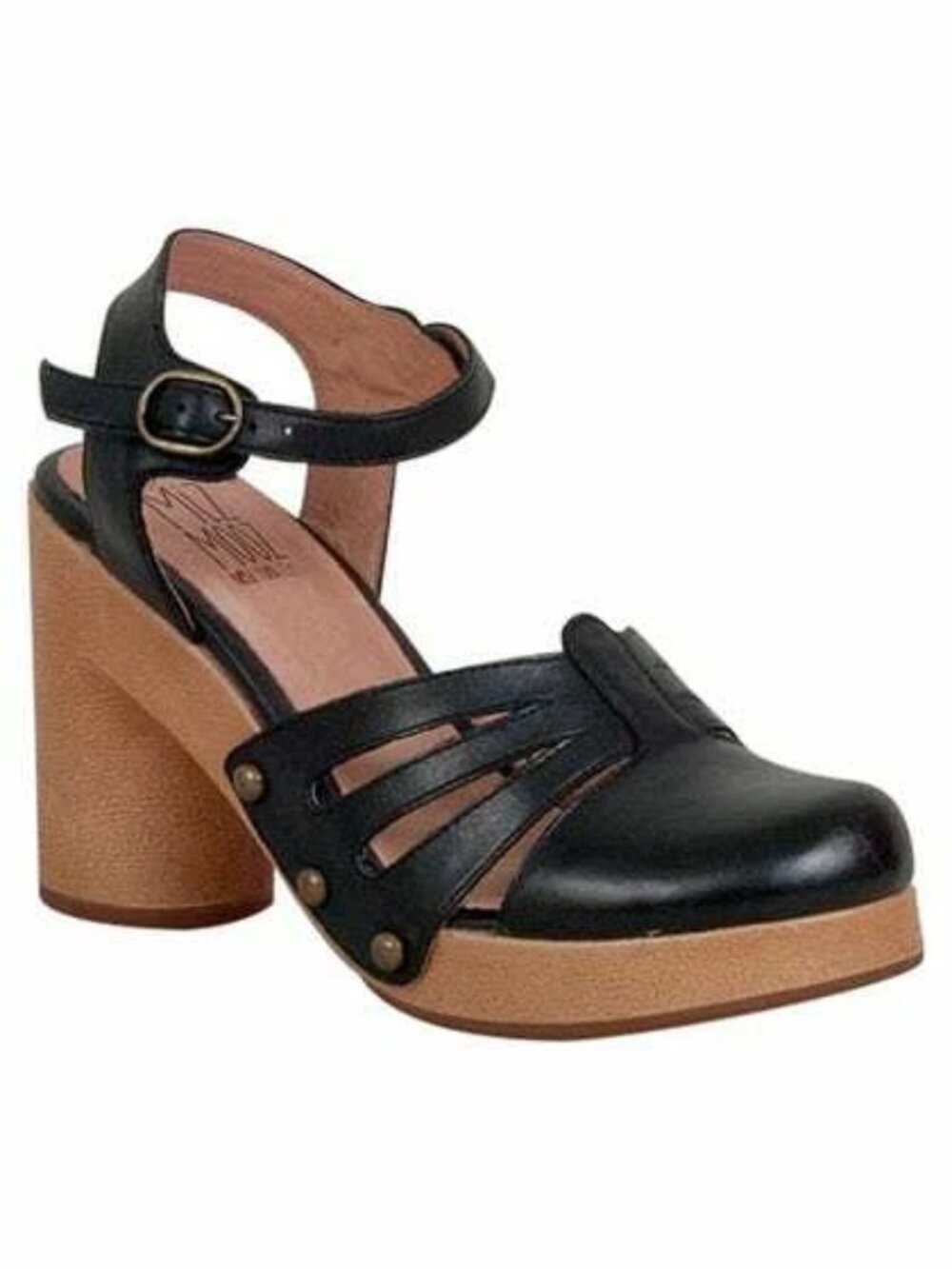 Miz Mooz New Platform Pump Heeled Wedge Leather Clog Sandal BLACK 10 NIB